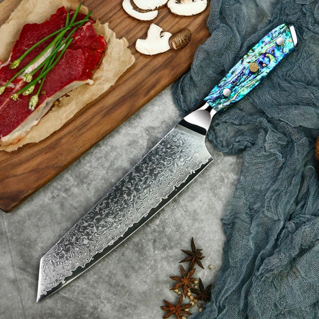 Faca Profissional 100% em Aço Damasco VG10 • Faca "Kiritsuke" Emerald