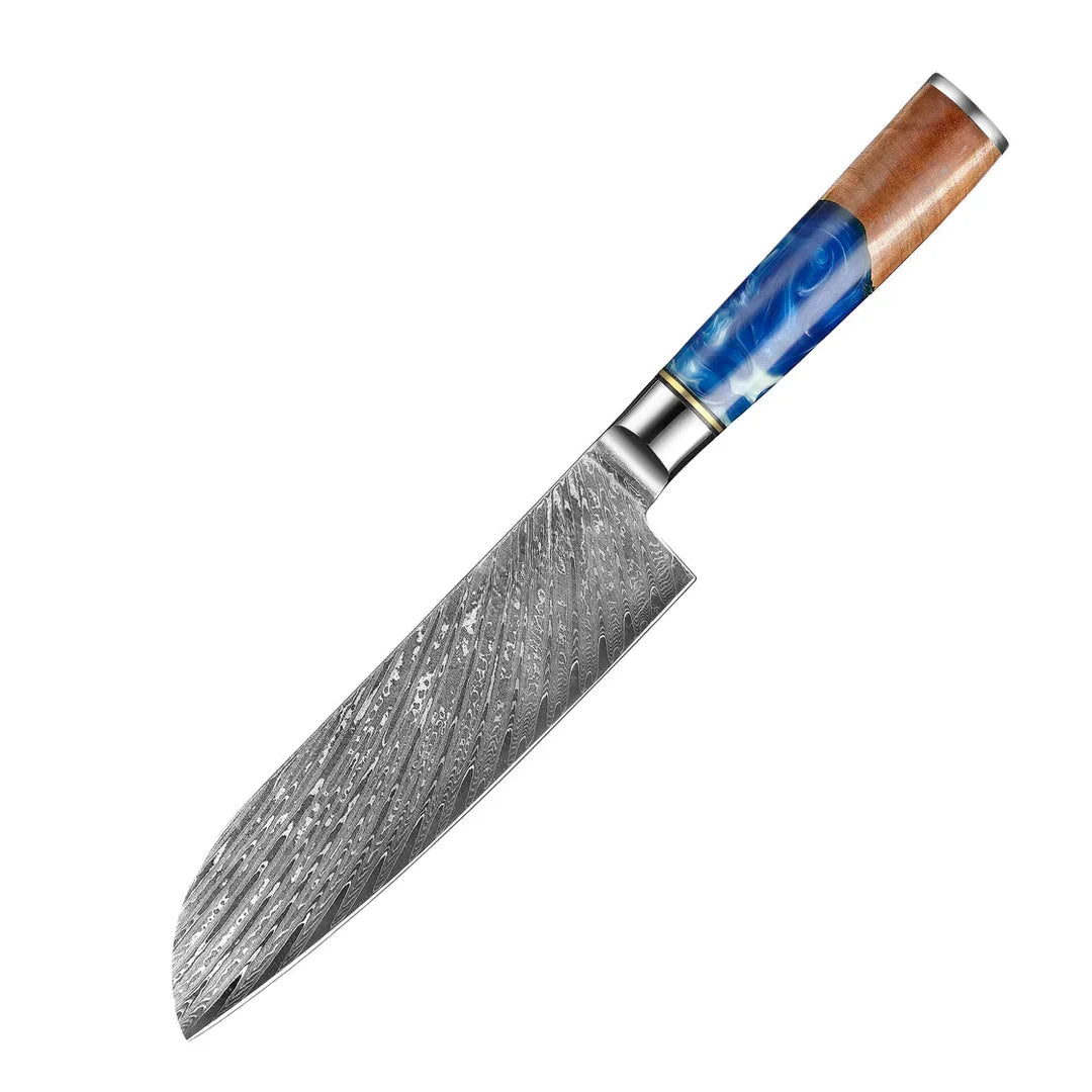 Faca Profissional 100% em Aço Damasco VG10 • Faca "Santoku" Ocean