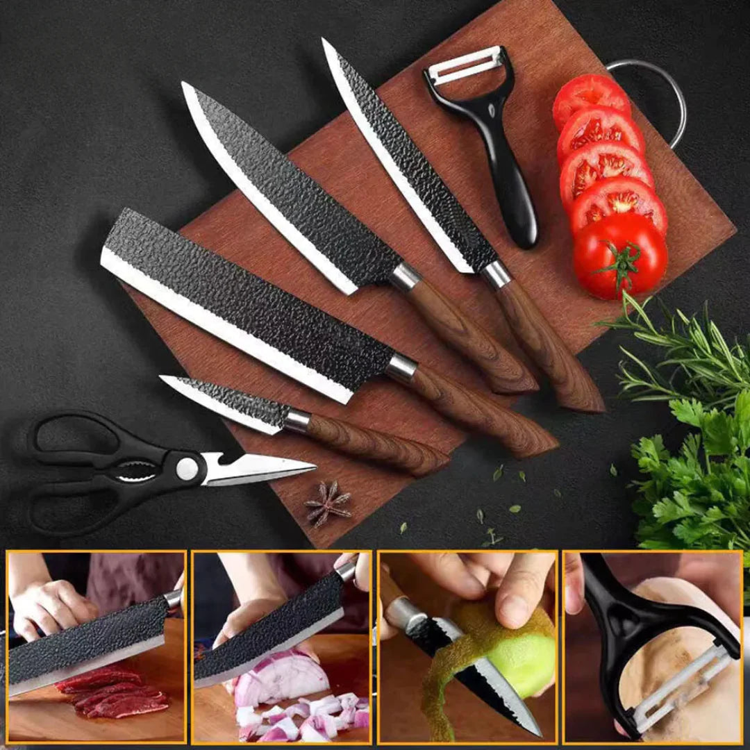Combo de 6 Facas Profissionais Forjadas • Combo Facas Wood Arbaro™